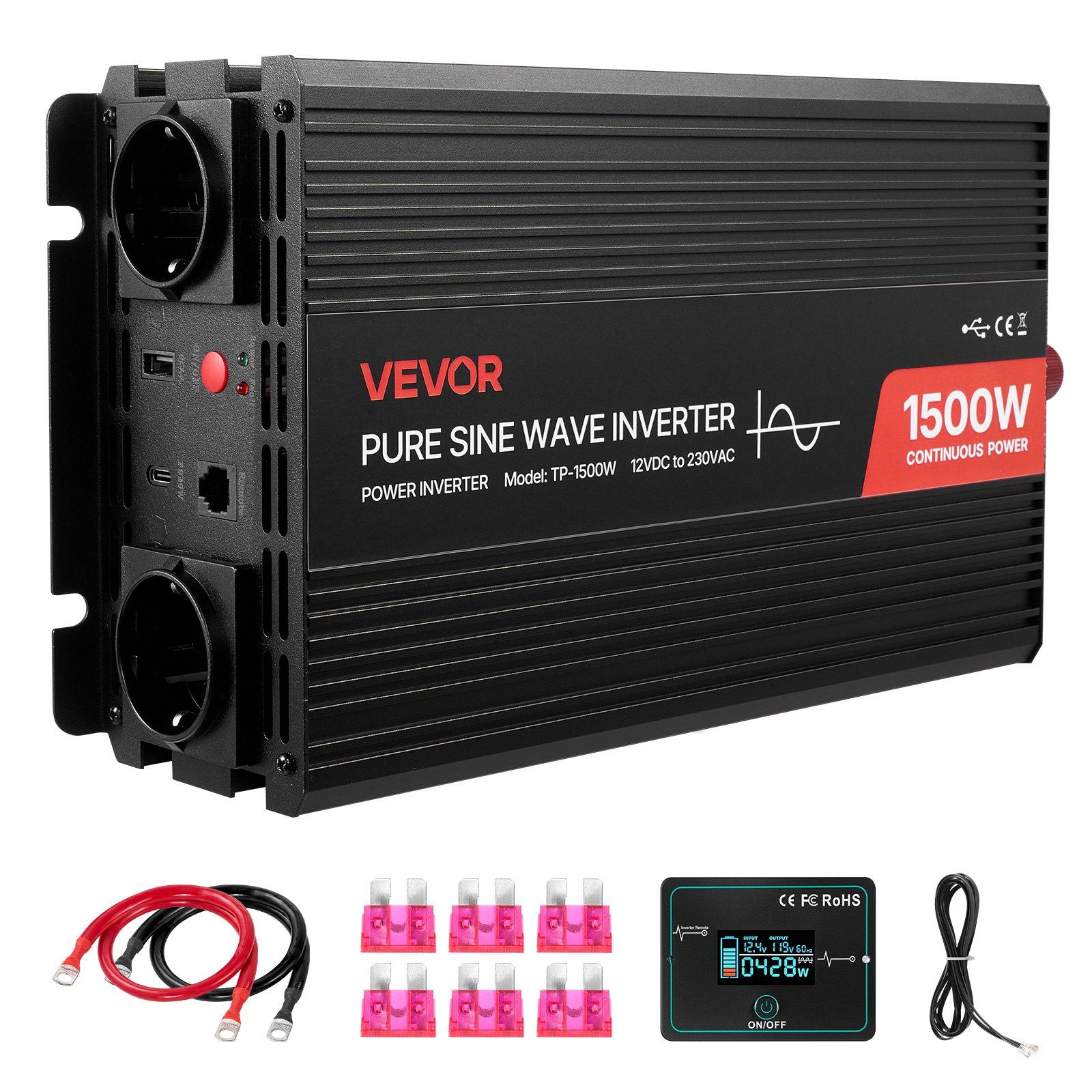 VEVOR 1500W Power Inverter, 12V DC