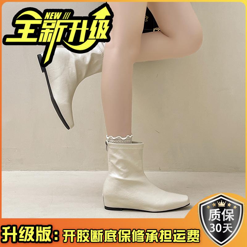 Temperament Fashion Slope Heel Knight Boots Versatile Design Fashion Boots Autumn Korean Edition Niche Middle Heel Back Zipper Women's Boots