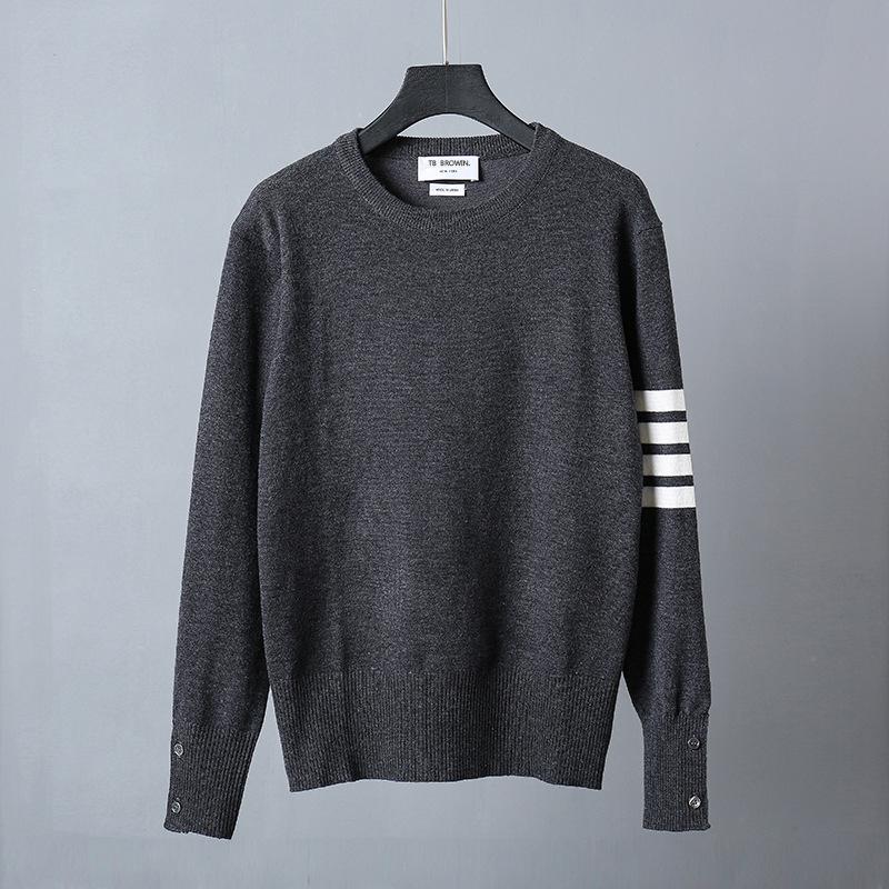 TB BROWIN Wool Four-Bar Round Neck Sweater