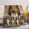 1Pc Sheepdog Siberian Husky Print Flannel Blanket, High Quality Comfortable for All Seasons, Home Decor, Warmth and Comfort, Perfect for Gifts