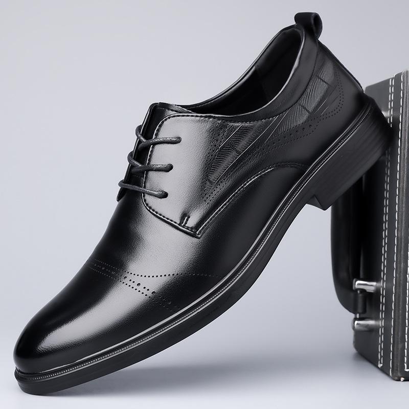 New Designer Groom Wedding Business Suit Dress Shoes for Men Spring Autumn Black Fashion Casual Lace-up Cow Leather Shoes Man