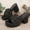 Chunky Platform Sandals Women  Summer High Heels Mule Slippers Woman  43 Thick Heeled Outdoor Slippers