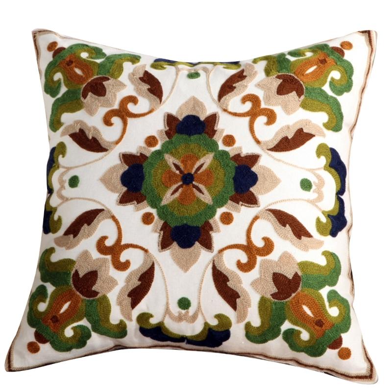 Embroidery Pillow Cover 45x45cm Farmhouse Cushion Cases for Couch Sofa Bed Decorations Embroidered Throw Pillows Cases
