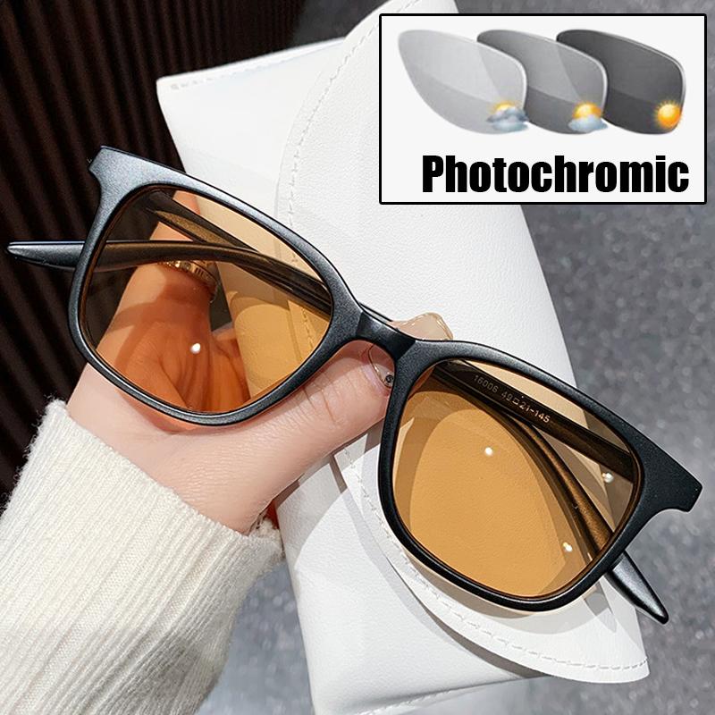 

Outdoor Photochromic Glasses Intelligent Color Changing Square Frame Sun Glasses Unisex Women Men Sun Shade Anti-UV Eyeglasses