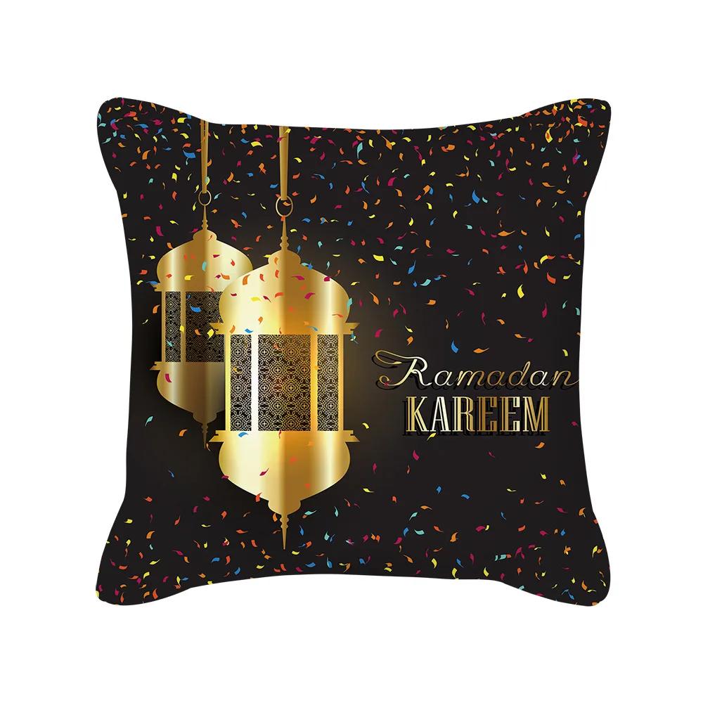 Ramadan Decorative Pillow Cover Moon Lantern Islamic Muhammad Holiday Cushion Cover Indoor Home Sofa Decor Polyester Pillowcase