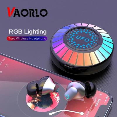 Naudokite VAORLO HD triukšmo mažinimo „Bluetooth 5.3“ belaides ausines su RGB šviesa Mėgaukitės muzika Laikas Aukštas garsas Kokybiškos ausinės