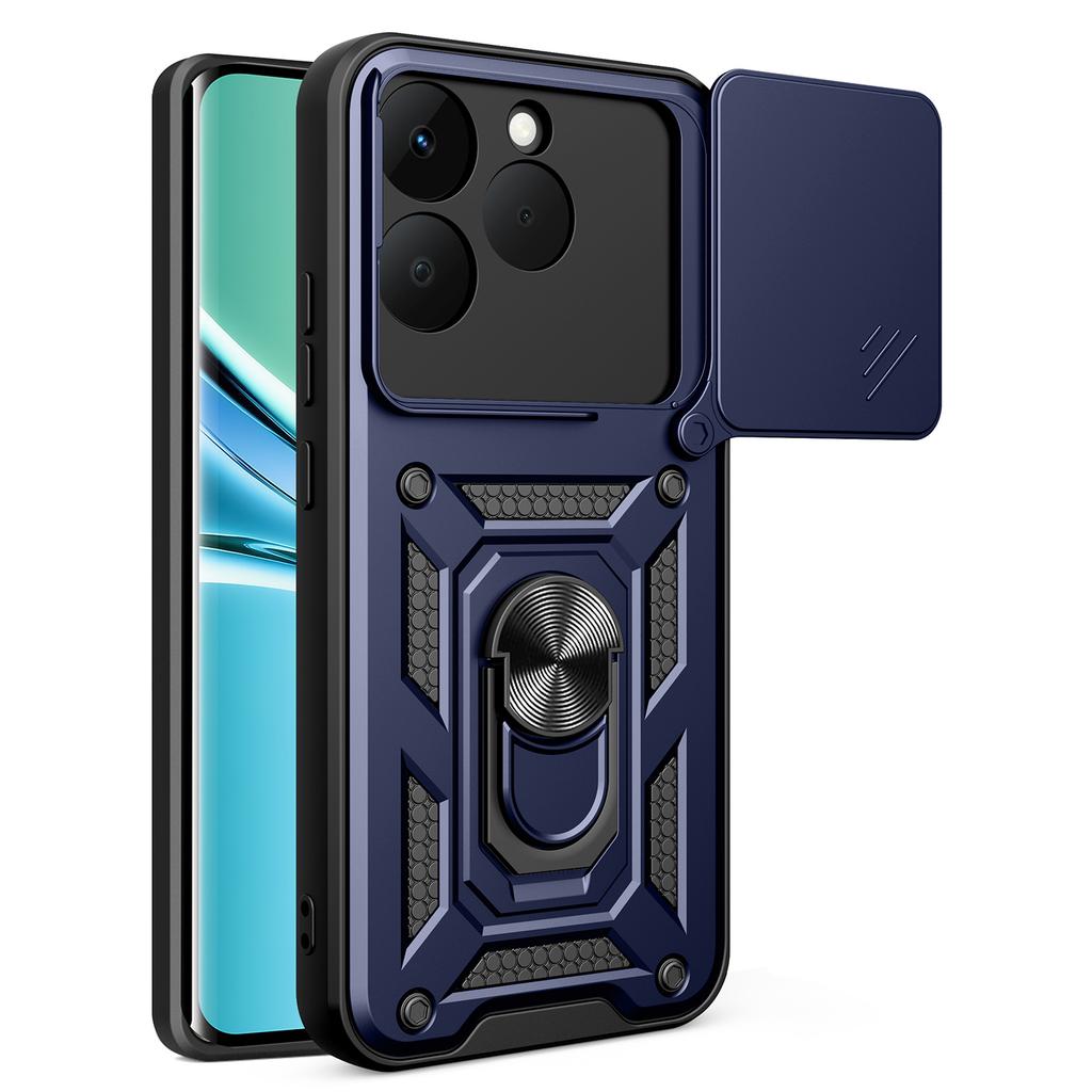 For Realme 15T 5G Case with Slide Camera Lid PC + TPU Kickstand Phone Cover