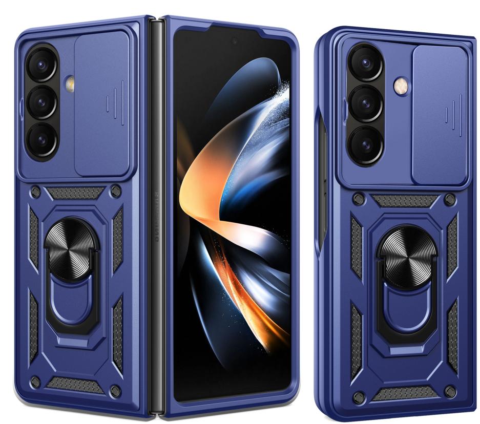Heavy Duty Shockproof Phone Cases for Samsung Galaxy Z Fold 7 6 5 4 Cover with Sliding Lens Camera Protector Rugged Ring Bracket