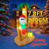 7.8FT Xmas Holiday Inflatable Yard Decor Beach Style Santa Claus Surfboard Palm Tree LED Christmas Toy Supplies Ornament Gifts