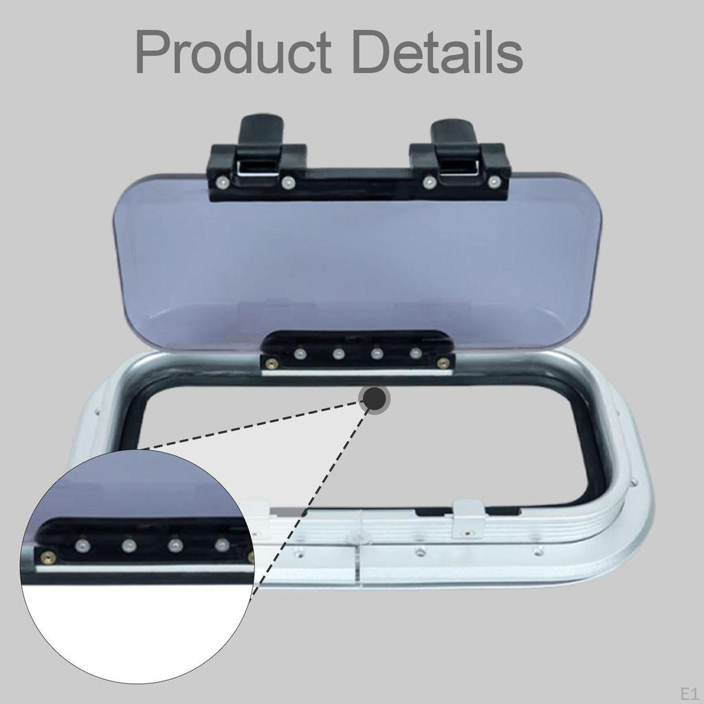 Marine Window Watertight Aluminum Porthole 11.8x6inch Rectangle Versatile with Acrylic Lid for Boat