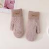 Cute Solid Color Full Finger Mittens Warm Soft Women Gloves Thicken Gloves for Cold Weather