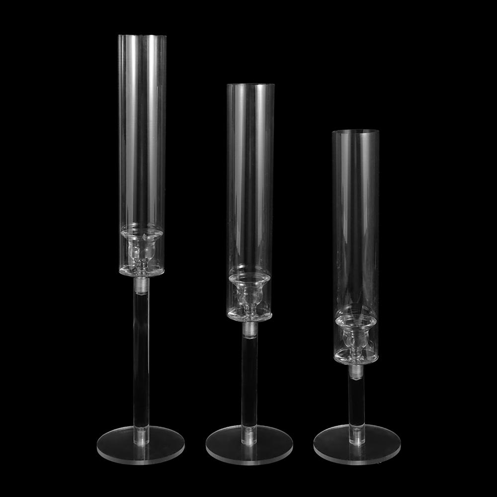 

3 Pcs/set Acrylic Crystal Candle Holders Clear delicate Road Lead Candelabra high quality Candlestick Wedding Party