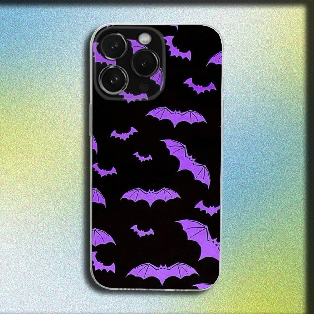 Goth Vampire Bat Gothic Phone Case For iPhone 16,15,14,13,12,11 Plus,Pro,Max,XR,XS,X,Plus,SE,Mini Transparent Soft Cover