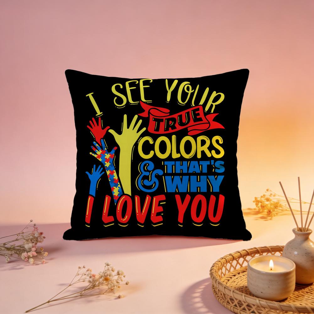 Hot AAutism Support Puzzleiou Cushion Cover Comfortable Durable Pillow Cover MultiScene for Home Office Car Sofa