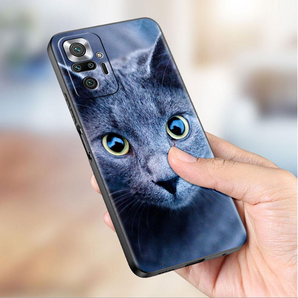 Pouzdro pro Xiaomi Redmi Note 10 9 11 Pro Měkké pouzdro na telefon 10S 9S K40 8 9A 9C 9T 7 10C 8T Silikonový kryt Roztomilé zvíře Kočka Skořápka Sac