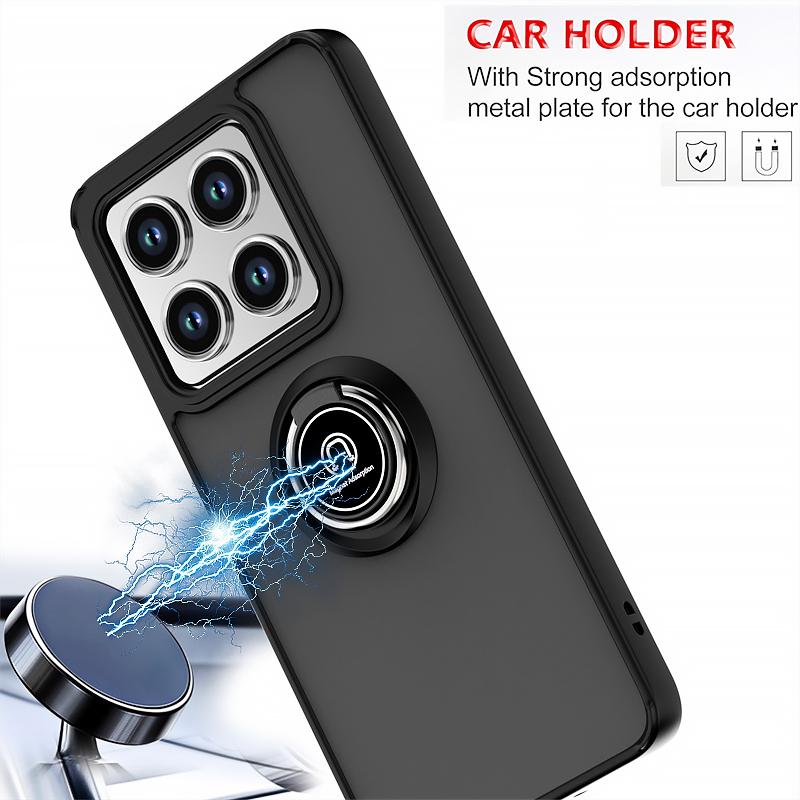 Shockproof Hard PC Translucent Funda For Xiaomi 14T 14TPro Case Car Magnetic Holder Armor Ring Back Cover for Xiaomi14T 14 T Pro