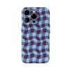 Wavy Gingham Blue & Burgundy Phone Case for IPhone 17AIR 16E 16 15 14 13 12 11 17 Pro Max Plus Double-layer Back Cover