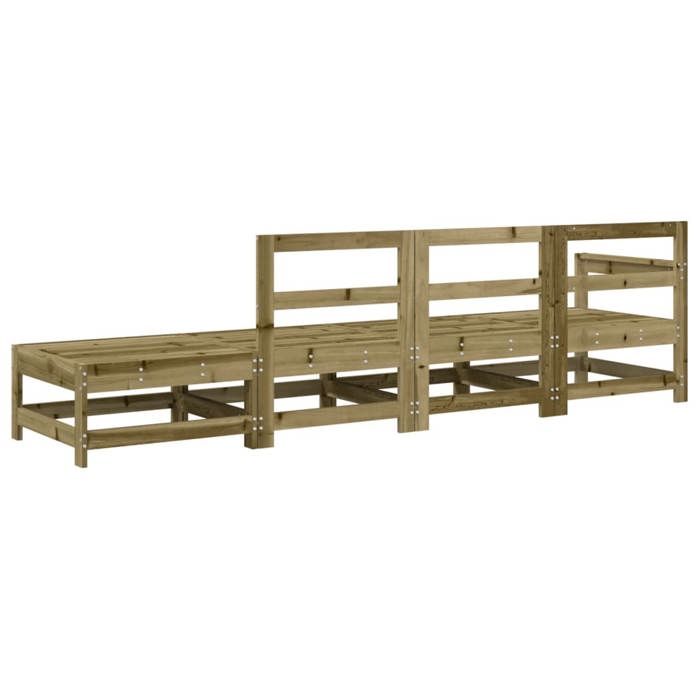 VidaXL Salon de Jardin 4 pcs, Canapés avec Repose-pieds, Sièges avec Dossier et Accoudoir, Meubles de Terrasse Patio, Bois 825540
