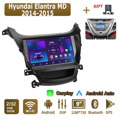 Radio samochodowe Android Carplay Dla Hyundai Elantra MD 2014-2015 Odtwarzacz Multimedialny Jednostka Główna Stereo Nawigacja GPS BT WIFI 2+32GB