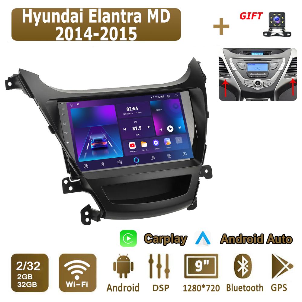 Android Carplay Car Radio For Hyundai Elantra MD 2014-2015 Multimedia Player Head Unit Stereo GPS Navigation BT WIFI 4+64GB