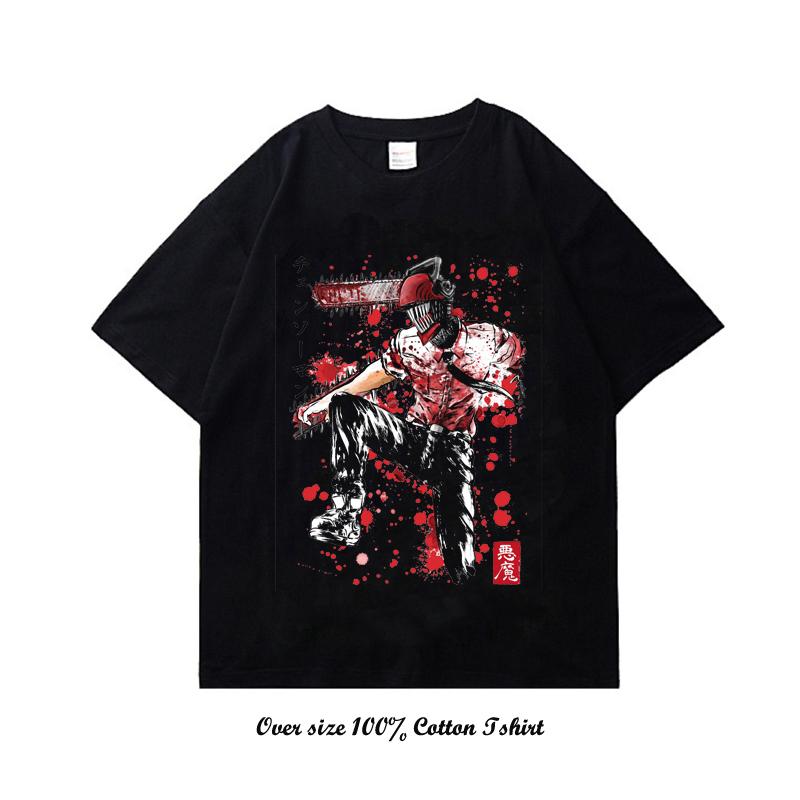 Unisex EU Japanese Anime Chainsaw Women T Shirt Cartoon Printing Cotton T-shirt Harajuku Graphic Tees Clothing Tops Tshirt Manga
