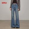 SPAO Women's High-Waisted Vintage Blue Flared Jeans