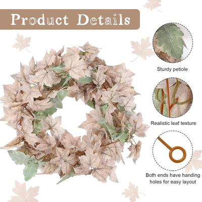 Herbst Weißer Ahornblatt Rattan Künstliche Grüne Pflanze Ahornblatt Halloween Wandbehang Ahornblatt Weihnachtsdekoration Rattan