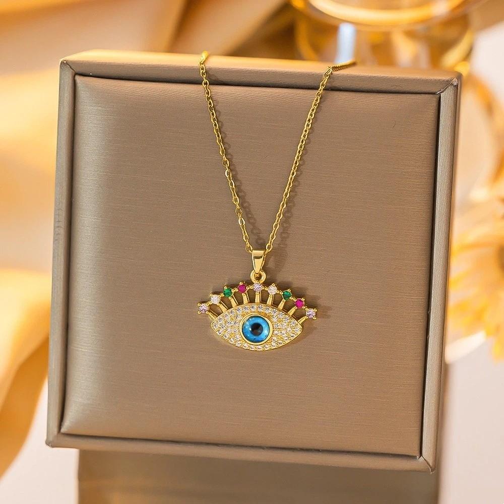 Pendant Glaze Luxury Necklace Pleated Devil's Eye Banquet Clothes Neck Chain  Party Favors