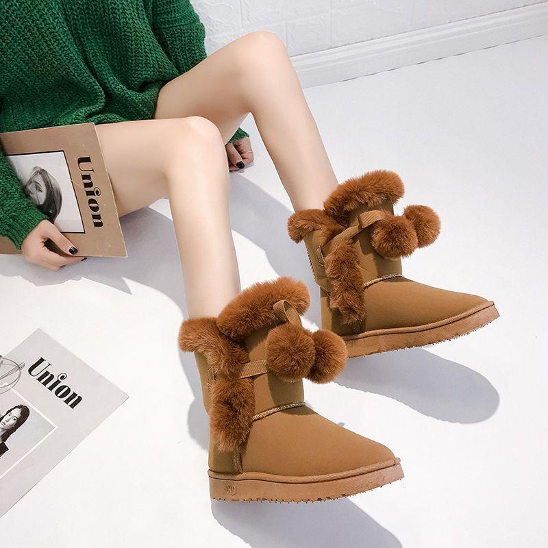 

Трендові Теплі Жіночі Чоботи Замшеві Зимові Модні Чоботи Антиковзкі Повсякденні Однотонні Зручні Жіночі Бавовняні Черевики Платформа 41 коричневий