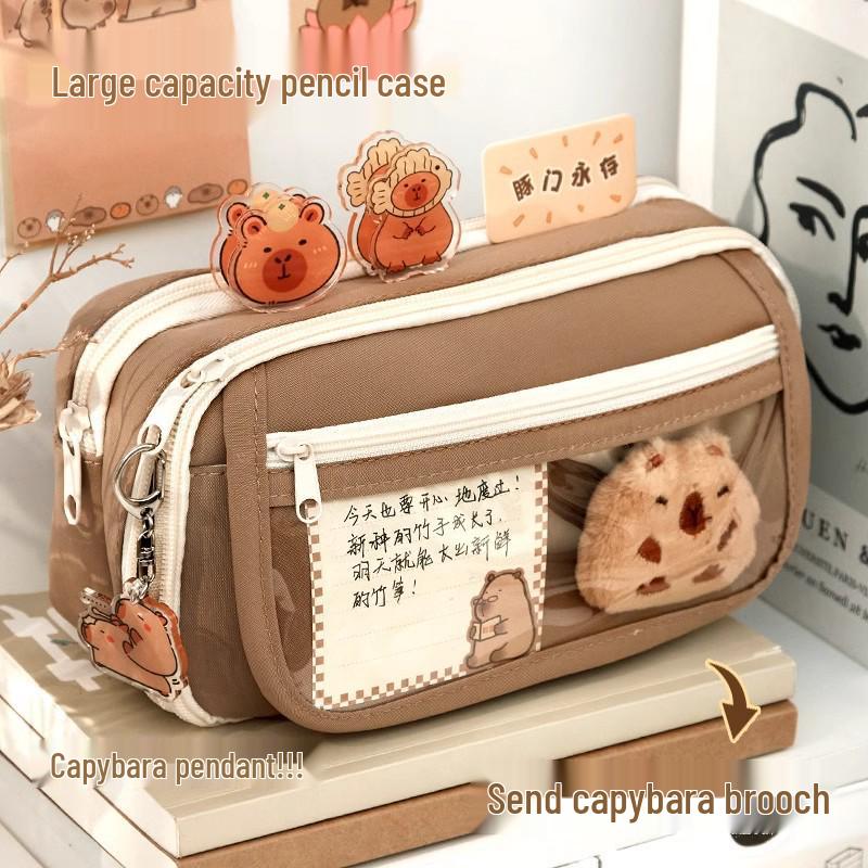 Piórnik Kapibara, Design 2024, Duża Pojemność, Unisex, dla Uczniów Szkolnych, Modna i Praktyczna Torba na Artykuły Papiernicze.