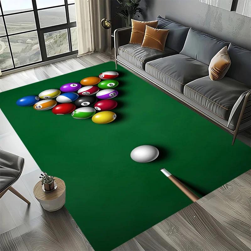 Grand Tapis de Sol Lavable avec Design Boule de Billard Noire 8, Tapis Antidérapant pour Canapé, Cuisine, Toilettes, Décoration de Salon