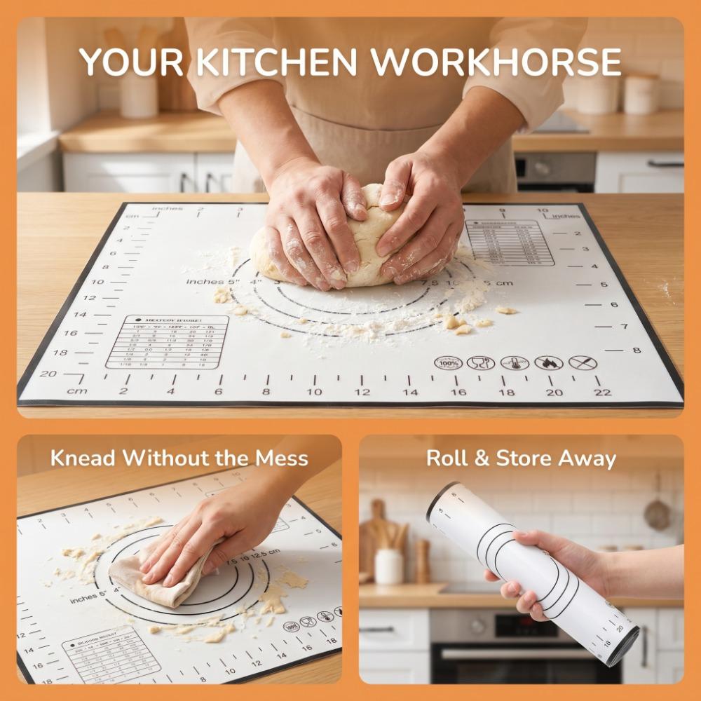 Non Stick Non Slip Dough Rolling Mat Food Grade Silicone Heat Resistant Baking Mat Dough Kneading чёрный