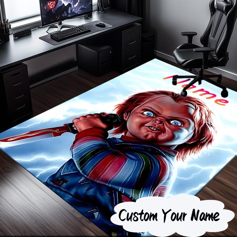 Custom Name Chucky Carpet, Chair Rug,Area Rug for Office Bedroom living rooms bedroom, Doormat decor Christmas fan gifts