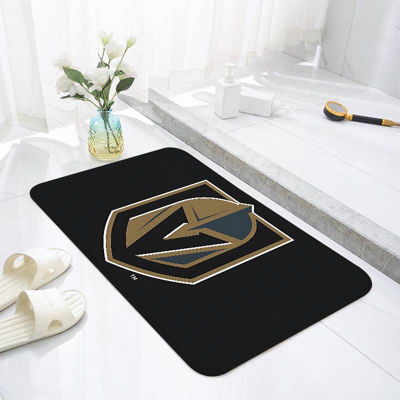 A-Hockey-Vegas-Golden Knights Emblem Floor Mats Living Room Decor Lounge Area Anti-slip Foot Mat Entrance Doormat