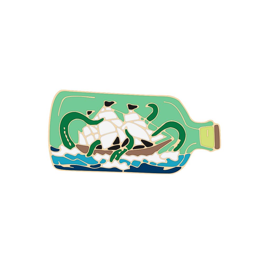 Cartoon Starry Sky Bottle Brooch: Alloy Badge for Bags & Clothes