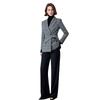 Luxurious British Style Dark Plaid Suit: Women's Jacket & Straight-Leg Pants Two-Piece Set for Autumn/Winter.