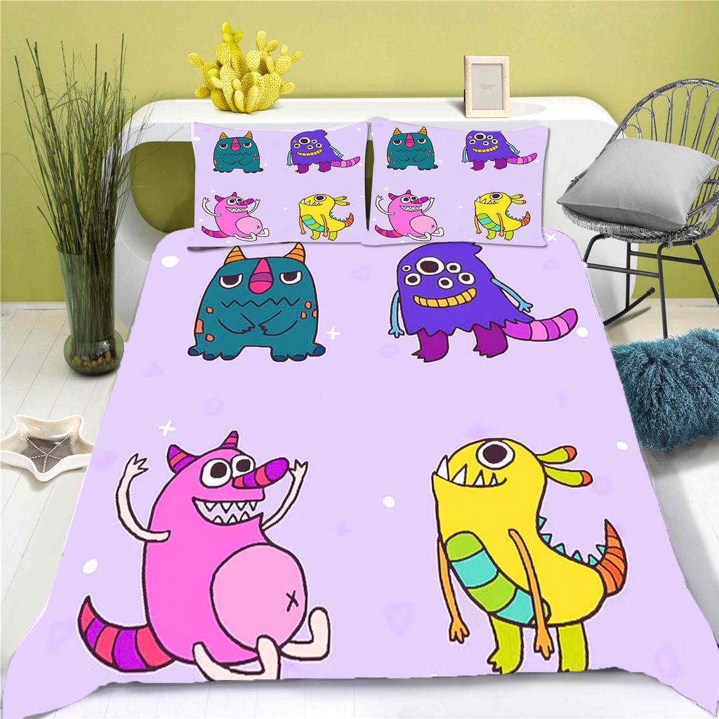 Cartoon Little Monster Duvet Cover Cartoon Girls Like Home Pillowcase Set Adult Bedroom Children Comforter Bedding