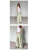 Women's Summer Retro Hong Kong Style Light Wash Wide Leg High Waist Denim Trousers