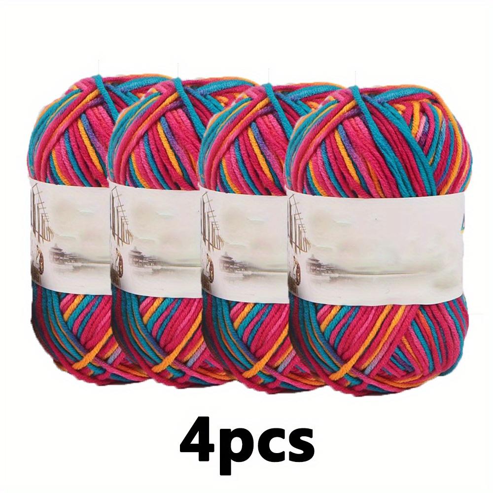 4pcs Acrylic Yarn Set Gradient Mixed Color Soft Craft Yarn for Hand Machine Knitting Crochet Ideal for Scarves Sweaters Socks Gloves 7.05oz Total