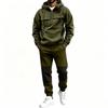 Men's Multi-Pocket Zip-Up Hoodie and Black Casual Pants 2 Piece Athletic Set