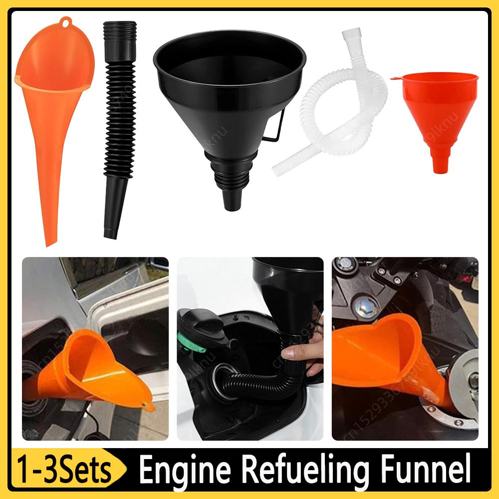 1-3Sets Telescopic Engine Refueling Funnel with Filter Oil Gasoline Container Universal Car Funnel Set for Auto Motorcycle Truck