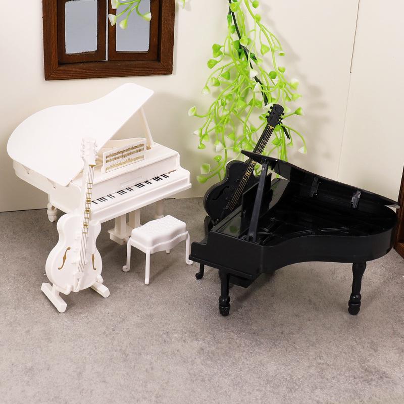 Miniature Dollhouse Grand Piano & String Instruments Set