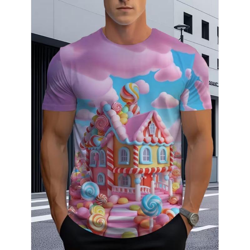 3D Print Funny Novel Pattern T-shirt Men s Clothes Personality Streetwear Round Neck S