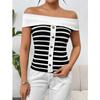 Moda Donna Rigata Senza Maniche Fuori Spalla Pullover Pullover Maglieria Donna Primavera Estate