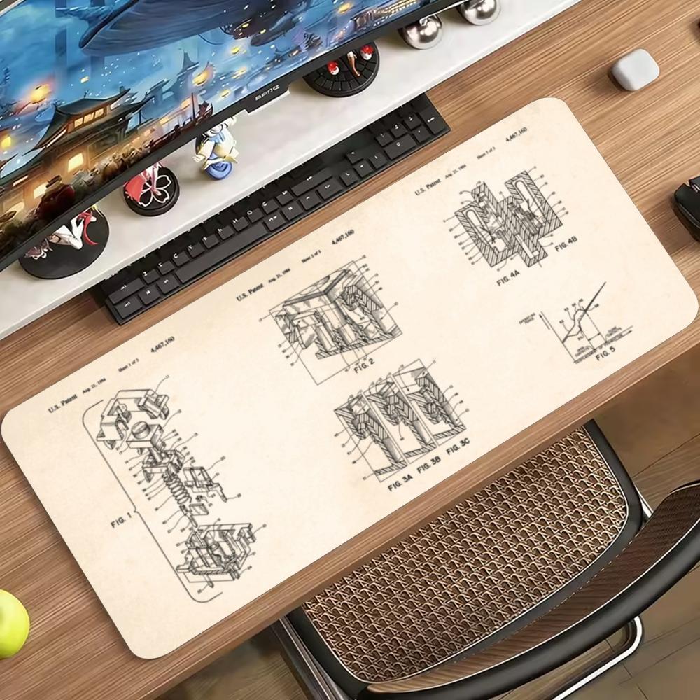 Mechanical Blueprint Sketch Large Mouse Pad Non Slip Rubber Desk Mat For Gaming Keyboard Mouse Office Desktop Setup
