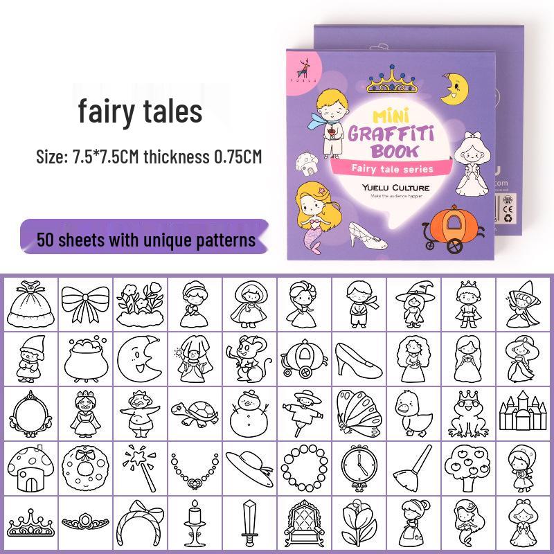 Cartoon Mini Coloring Book for Early Childhood: Sticky Notes, Watercolor Doodles