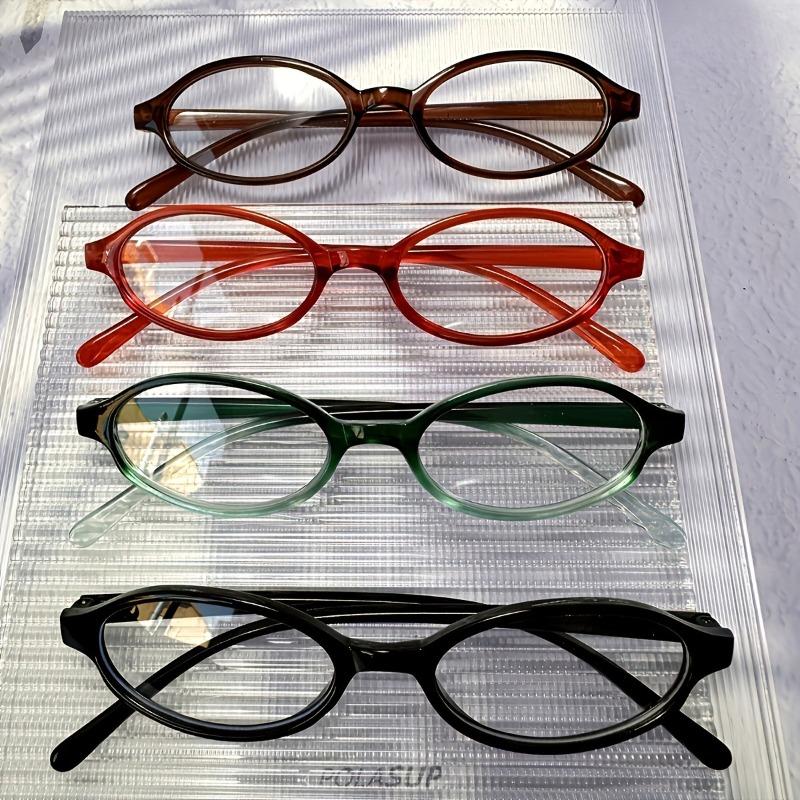

4 штуки модных очков для чтения с овальной оправой в стиле Y2K очень подходят для женского ретро-стиля, прочные очки
