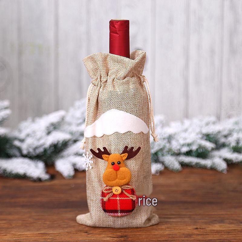 

Рождественский чехол для винной бутылки - Джутовый подарочный мешок с дизайном Санты и снеговика