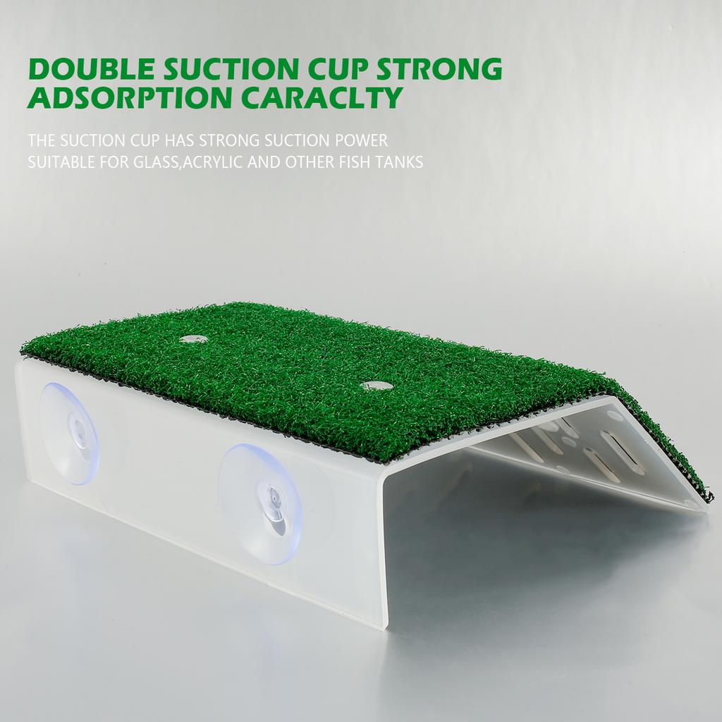 Turtle Ramp Simulation Turf Turtle Basking Platform with Suction Cup Turtle Resting Terrace Aquarium Accessories Habitat Decor