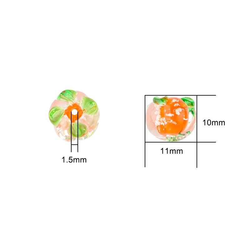 10pcs 11x13mm Luminous Lampwork Persimmon Beads Glass Loose Beads For Jewelry Making DIY Bracelets Phone Key Chain Accessories
